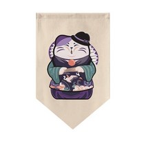 일본 삼각형 플래그 고양이 프린트 짧은 커튼 이자카야 입구 파티션 주방 레스토랑 출입구 장식 커튼, [01] 20x30cm, [01] Hook Loop, Triangle Curtain S4