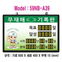 (OGU)무재해기록판(넘버링 돌출형) 모델 59NB-A39 (수동식 숫자 돌림판) 규격 : 가로600X세로400X뚜께15(mm), 알루미늄