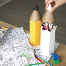 퀄리 연필꽂이 필기구 정리함 책상 육각 색연필 통 다용도 볼펜 펜 꽂이, 옐로우