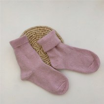 울보울 등산용 양말 한국어 솔리드 여성 kawaii 귀여운 하라주쿠 빈티지 스트리트 크루 가을 겨울 두꺼운 따뜻한 캐시미어 울 긴 스마트 메리노 작업용 양말, 핑크 1