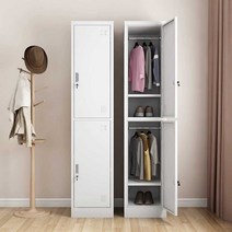 단일 도어 사물함 철제 캐비닛 직원 사물함 강철 가정용 단일 사물함 간단한 소규모 사무실 옷장, 싱글 3도어 사물함(그레이 화이트)