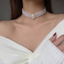 현블러썸 포유진주초커목걸이 초커 공주 드레스 코디 레이어드 진주목걸이 왕진주
