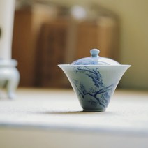 [공방상점] 중국 경덕진 Wangyan 공방 직수입 청화 매화목 백자 개완 세트, 청자 다완 (단품)