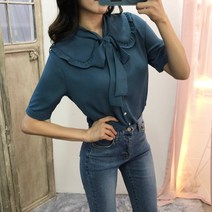 이힝 리본타이 빅카라블라우스