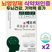 메모리투모로우 골드 두뇌영양제 닥터루템 식약처 인증 포스파티딜세린 은행잎추출물 기억력영양제, 2개