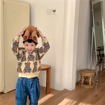 바로배송 베어 라운드 니트 곰돌이 여아 남아 데일리 겨울 스웨터 수입 의류 키즈패피 키즈룩