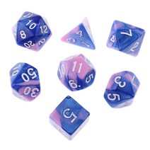 shangren 던전과 드래곤을위한 7PCS 양면 주사위 DND MTG RPG 파티 게임, 블루 핑크, 설명, 아크릴