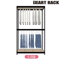 하트랙 무볼트 조립식 앵글 행거 3단 C타입 1000X500X1500, 무광블랙