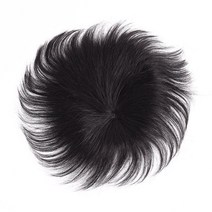 100% 인모 남성 정수리 부분 가발 탈모 남자 탑 커버 블랙 소형, 상세 참조, 상세 참조