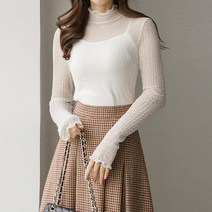스타일온미 허니허니 도트 샤 레이스 블라우스 티