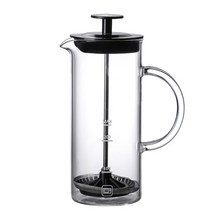 에스프레소추출기 수동 우유 Frother 붕 규산염 유리 블랙 화이트 커피 포트 에스 프레소 방법 압력 바리 스타 도구, [02] Black