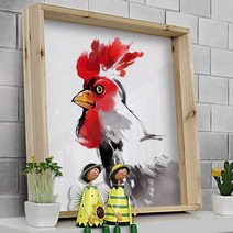 데코밍샵우드프레임액자_풍수에좋은닭그림(중형)_우드프레임액자, 3.타입3