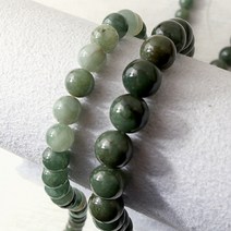 [51-086]원석라운드 8/10mm 천연석 쑥비취옥 반줄