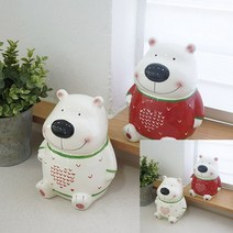 하트 곰돌이 저금통 캐릭터저금통 유아금고, 화이트