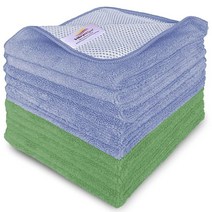 VibraWipe 극세사 클리닝 천 극세사 천 스카우가 있는 행주 12팩 33cm x 33cm 식기 및 모든 주방 표면을 닦고 청소합니다. 세탁기 세탁 가능.