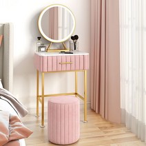 벨벳 화장대 모던 거울 수납 미니 공주 침실 안방, 차림새, 80cm 녹색 화장대 + 거울 + 둥근 벤치