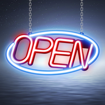 LED보드나라 오픈 OPEN LED보드 LED간판 네온 사인 보드 카페간판, F형_타원레드블루 보드