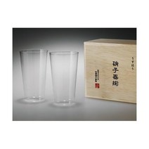 텀블러 물컵 마츠토쿠 유리 우스하리 M 나무 상자 2P