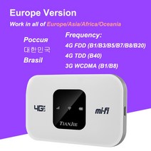 포켓 와이파이 해외여행 필수품 휴대용 usb 미니 4g 핫스팟 고속 라우터 모뎀 여행, 유럽 ​​버전