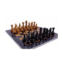 Radicaln RADIUSN의 오리지널 수제 대리석 체스 세트 15인치 블랙 및 골든 핸드 크래프트 풀 보드 게임 프리미엄 품질