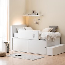 [출시 딱1달 가격인하] 포더홈 스페이서 슬라이딩 벙커 평상형 데이베드 수납침대 SS (440/640), 본넬 매트리스, 라이트그레이