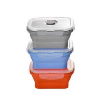 메탈쿡 실리콘 접이식 반찬통 김치통 렌지용기 2호500ml 레드