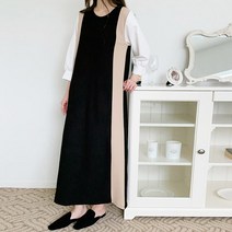 마이시즌 여성용 레이시 배색 원피스