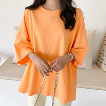 아모르데이 여성용 유닛박시티셔츠 루즈핏 오버핏 반팔 라운드 파스텔 티셔츠