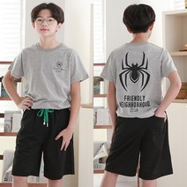 제이키드주니어 스파이더반팔상하복 주니어의류 남아 여아 초등학생옷 청바지 면바지 상하복 티셔츠