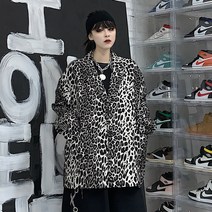 아메리칸 추동 남녀 정장 코트 ins 레오파드 루즈핏 정장 커플룩