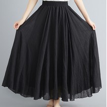 케이에비뉴 데일리 캐주얼 루즈핏 밴딩 린넨 롱스커트