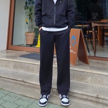 딥스토어 남자 빅사이즈 사계절 일자 스판 롱 와이드 트레이닝 면 밴딩 팬츠(6COLOR)