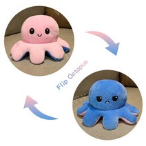 대형 쿠션 소파 기분 전달 귀여운 문어 봉제 인형 2 모드 양면 부부 연인 가족 언어 의사 소통 감정 표현 스마일 앵그리 화해 사과 여친 남친 특이한 웃기는 재미있는 선물 추천, 1.3m, 문어 뒤집기 [분홍색에서 진한 파란색으로]
