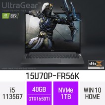 LG 울트라기어 15U70P-FR56K / i5-1135G7 / 15.6인치 / GTX1650Ti /고사양/전문가용/그래픽작업/오토캐드/게이밍노트북+3종 사은품 증정, 40GB, WIN10HOME, 1TB