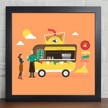 꾸밈 cu175-길거리의푸드트럭간식인테리어액자(대) 액자, 블랙-5타입-분식