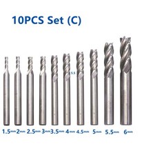 소형 밀링 커터 멀티조인트 결합 HSS 엔드 밀 4 플루트 고속 스틸 밀링 커터 10 개 세트 1.5mm - 12mm CNC, 03 10PCS Set C, 03 10PCS Set C