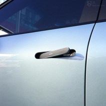 JS automotive 제네시스GV60 도어캐치 손잡이 문고리 로고 엠블럼 카본 기스 방지 가드 차량 실내 인테리어 드레스업 데칼 셀프 부착 용품, 유광블루카본