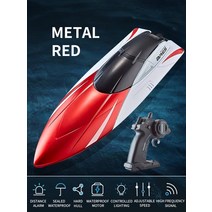 제트보트방수 ABS 고속 보트 여름 장난감 남아용 원격 제어 장난감 선물 듀얼 러더 모터 RC 보트 2.4G 15, 04 Red 1B
