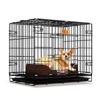 고양이호텔장 고양이철장 펜스 입원장 펫홈 대형철장 대형고양이장 애견장 애견호텔장 3단케이지 테디 실내 화장실 포함 접이식 애완 동물 토끼 닭, 검은색, Huamei 3피트 볼드 - 915969cm(색상