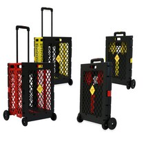 마트 장보기 바퀴달린 핸드캐리어 네모 접이식 카트 XL, 블랙 옐로우 XL
