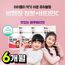 철분제 비헴철 비동물성 + 비타민 C 비타민씨 유아 성장기 어린이 키즈 유아동 아이 vitamin 맛있는 츄어블 녹여먹는 철분 미네랄 효능 복용법 비 햄철 부족 보충 추천, 6개월분*3개*