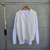 일이오 남자 데일리 브이넥 니트 베스트 니트 조끼