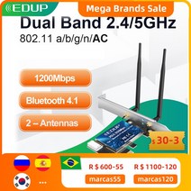 라우터 모뎀 네트워크카드 EDUP 1200M PCI Express WiFi Adapter Dual Band 2.4G5GHz Bluetooth 4.1 Wireless PCIE Net, [03] SPAIN, [03] 9631GS 2030M BT42