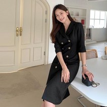 악녀일기 트위드 더블 버튼 원피스 S L