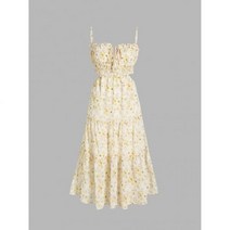 샵사이다 CIDER Ditsy Floral Chiffon Square Neck Midi Dress 698444