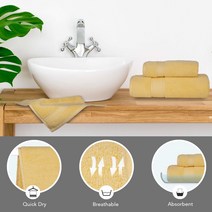 Nova Luxury Linen - 욕실용 호텔 품질 터키식 타월 세트 (목욕.. 정품보장, 6 Pcs Towel Set, Sunlight