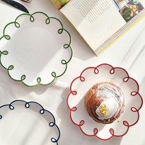 컬러 스프링 플라워 접시 그릇 플레이트 1P, 그린