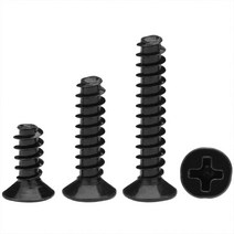 M2.6 블랙 100개 접시머리 셀프 태핑 나사 탄소강 미니 크로스 카운터 성크 헤드 볼트, M2.6 (100pcs), 7mm