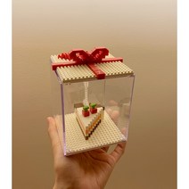 생일 레고 케이크 케잌 모양 나노 블럭 블록 놀이, 2562 샌드위치 초콜릿 케이크 전시함+1m10 램프