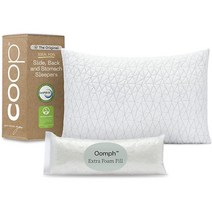 Coop Home Goods -조절 가능한 프리미엄 로프트 - 저자극성 충전재 Certipur 인증 메모리폼 베개 벗겨서 세탁 커버 포함., Original White